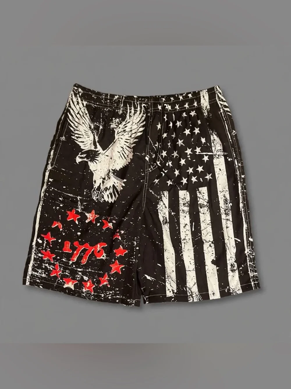 Yhjoxp Mens XL 1776 Eagle American Flag Patriotic Board Shorts NWT